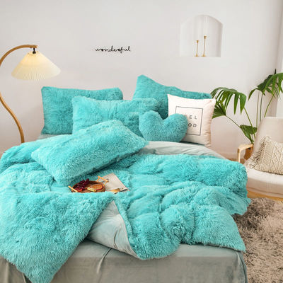 Set di biancheria da letto rosa artigianale con velluto artificiale super morbido e copertura pelosa
