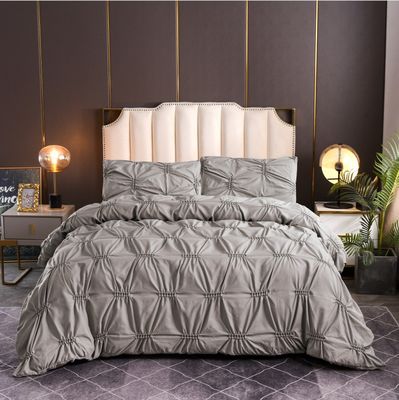 3pcs Set di biancheria da letto puro colore semplice Fern Flower Craft 100% poliestere copertura di copriletto Set Protezione cuscino