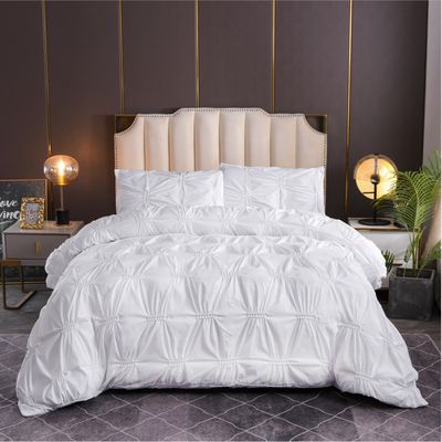 3pcs Set di biancheria da letto puro colore semplice Fern Flower Craft 100% poliestere copertura di copriletto Set Protezione cuscino