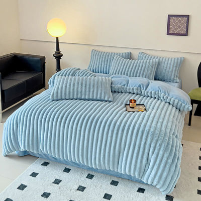 Filato colorato di coniglio pelliccia finta pelliccia pelosa pelliccia calda copertura di copriletto set da letto in quattro pezzi