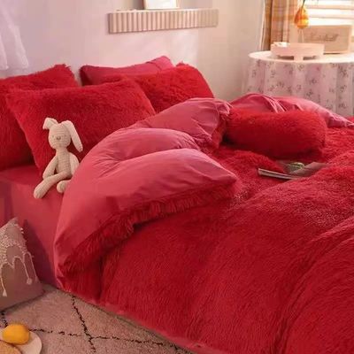 Home Hotel Queen Size Set di biancheria da letto con gonna di raso e copertura di cotone velluto