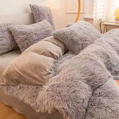 Home Hotel Queen Size Set di biancheria da letto con gonna di raso e copertura di cotone velluto
