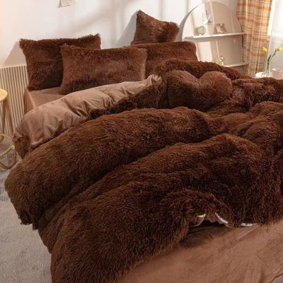 Home Hotel Queen Size Set di biancheria da letto con gonna di raso e copertura di cotone velluto