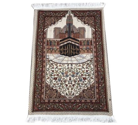 Tecnica di maglieria artigianale 100% di cotone copertura portatile disegni intrecciati per il culto musulmano