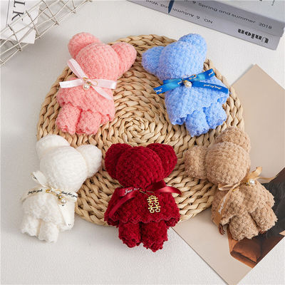 Teddy Bear quadrato Plush Toy Stuffed Towel Set per giocattoli per bambini regalo di Natale