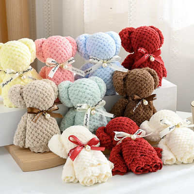 Teddy Bear quadrato Plush Toy Stuffed Towel Set per giocattoli per bambini regalo di Natale
