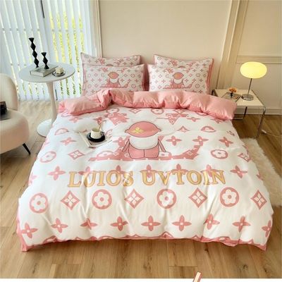 Grid Twin Size Copertura di copriletto Letto lenzuola Set di biancheria da letto 4-in-1 di cotone spazzolato Non usa e getta