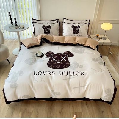 Grid Twin Size Copertura di copriletto Letto lenzuola Set di biancheria da letto 4-in-1 di cotone spazzolato Non usa e getta