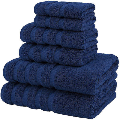 Altamente assorbente 6 pezzi 100% cotone Towel Set lussuoso Dobby Border per doccia bagno