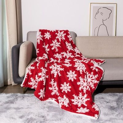 Doppio strato di spessore di copertura stampata stile natalizio velluto di corallo lanciare copertura di peluche Sherpa