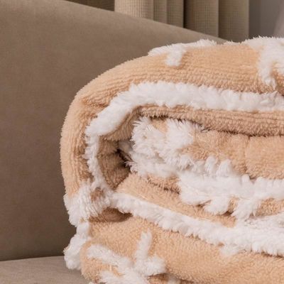 Doppio strato di spessore di copertura stampata stile natalizio velluto di corallo lanciare copertura di peluche Sherpa