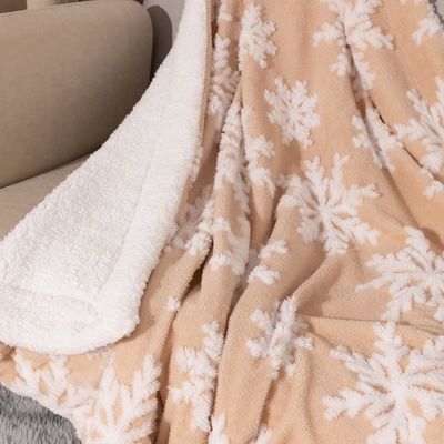 Doppio strato di spessore di copertura stampata stile natalizio velluto di corallo lanciare copertura di peluche Sherpa