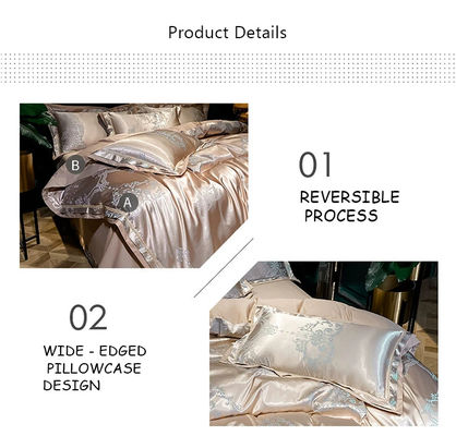 Matrimonio Jacquard Stampato Luxury King Size Set Letto Satin di Seta Per Un Conforto Sostenibile