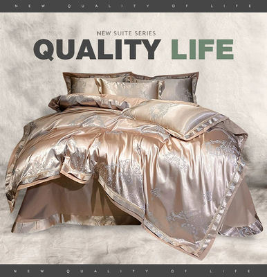 Matrimonio Jacquard Stampato Luxury King Size Set Letto Satin di Seta Per Un Conforto Sostenibile