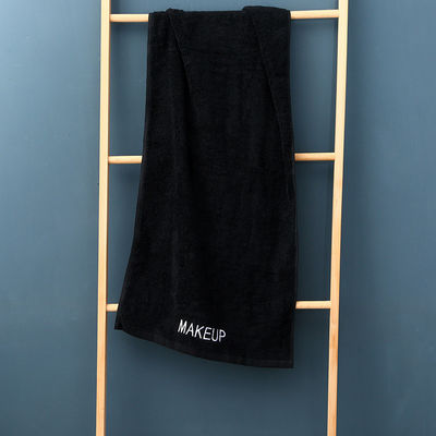Customization di modello di ricamo 100% di cotone Set di asciugamani da bagno in colore nero con logo