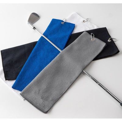 Microfibra tutto-stagione palla da golf asciugamano logo personalizzato Waffle asciugamano da golf con grommato e Ho