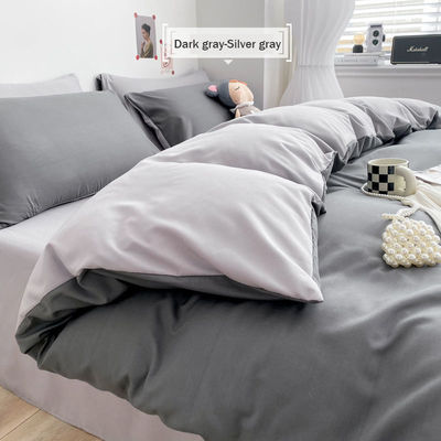 Set di lenzuola da letto in cotone tessuto a colori solidi Set di lenzuola da letto in tre pezzi Collezioni di lenzuola da letto in quattro pezzi