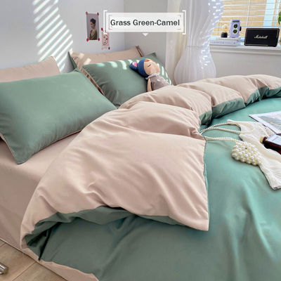Set di lenzuola da letto in cotone tessuto a colori solidi Set di lenzuola da letto in tre pezzi Collezioni di lenzuola da letto in quattro pezzi