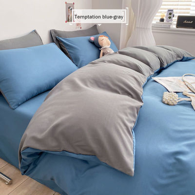 Set di lenzuola da letto in cotone tessuto a colori solidi Set di lenzuola da letto in tre pezzi Collezioni di lenzuola da letto in quattro pezzi