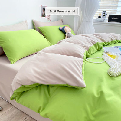 Set di lenzuola da letto in cotone tessuto a colori solidi Set di lenzuola da letto in tre pezzi Collezioni di lenzuola da letto in quattro pezzi