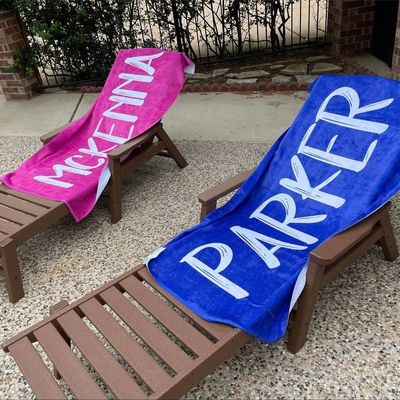 Asciugamano per piscina personalizzato Asciugamano da spiaggia in microfibra con carattere in grassetto e nome personalizzato