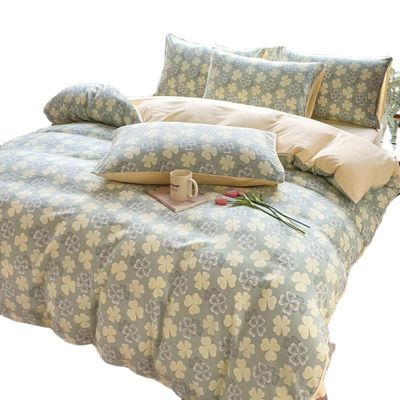 Confortevole cotone lavato doppio strato filato copertura copertura di coperta di letto set per 2.0m letto