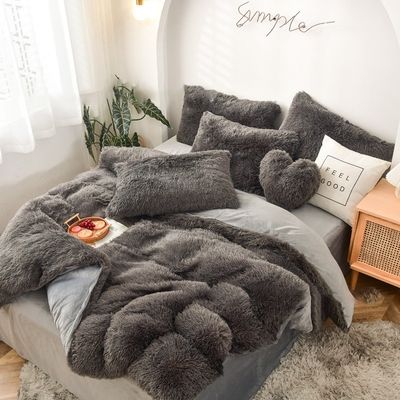 Pelliccia finta velluto pelliccia pelosa Shaggy Queen King Size Copertura di copriletto Set di biancheria da letto personalizzato