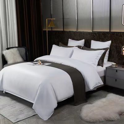 300TC Satin White King Size Hotel Copertura di coperta di coperta piatta Piatto piatto con modello solido