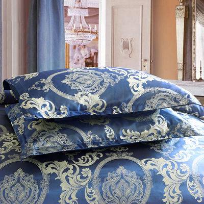 Set di copertura di coprifuoco satinato a colori solidi in stile barocco retrò europeo