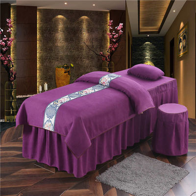 Massaggio in stile moderno Tavolo di copertura di lenzuola Set di lusso Spa Puro microfibra 4 pezzi Lettiera