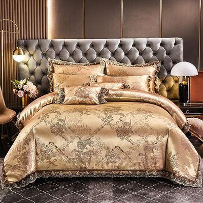 Luxury European Style Satin Jacquard Lace Modal Fiber Set di biancheria da letto in quattro pezzi Set di lenzuola