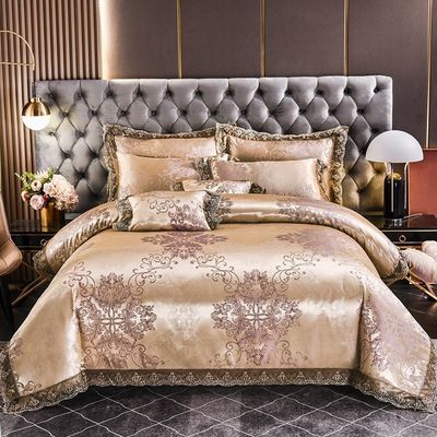 Luxury European Style Satin Jacquard Lace Modal Fiber Set di biancheria da letto in quattro pezzi Set di lenzuola