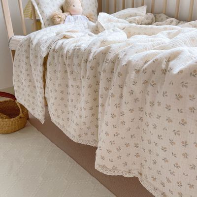 Coperta trapuntata per culla in mussola floreale super morbida e traspirante e trapunta in cotone leggero