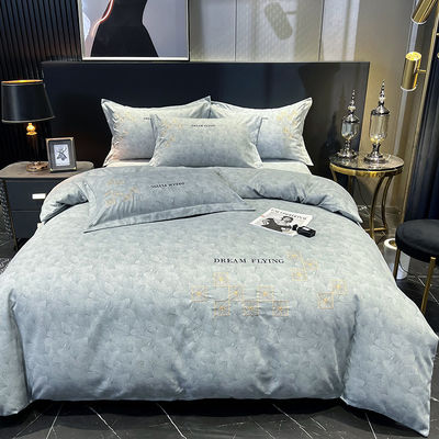 Set di biancheria da letto di lusso per la casa tessile di cotone egiziano con tende abbinate per letto king size