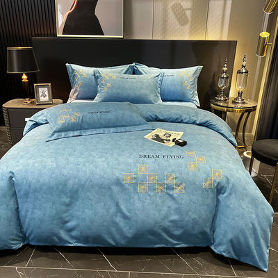 Set di biancheria da letto di lusso per la casa tessile di cotone egiziano con tende abbinate per letto king size