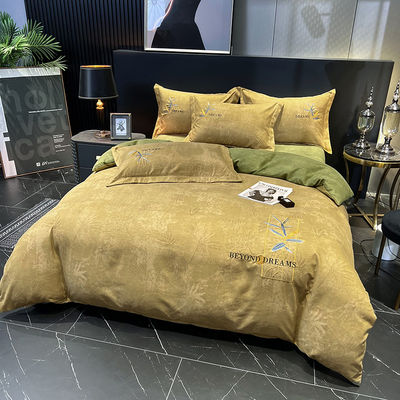 Set di biancheria da letto di lusso per la casa tessile di cotone egiziano con tende abbinate per letto king size