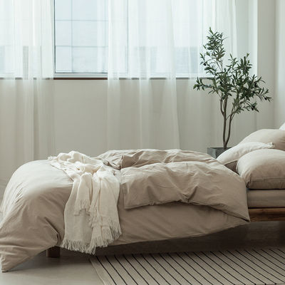 Set di biancheria da letto di cotone lavato al 100%, manuale morbido, respirabile e resistente.