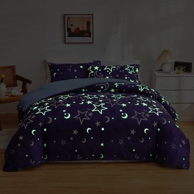 Set di biancheria da letto bianca per bambini ragazzi ragazze gemelli 2 PC Glow in The Dark Duvet Cover