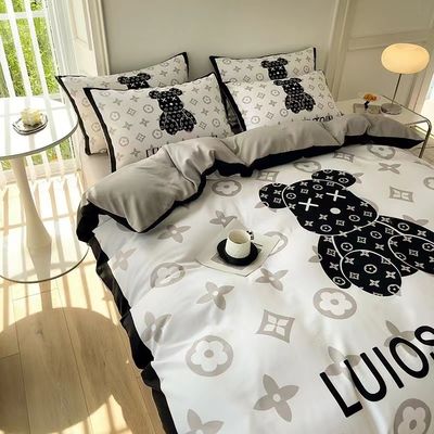 Colore personalizzato 4pcs 100% poliestere bianco orso lenzuola set per hotel baby home